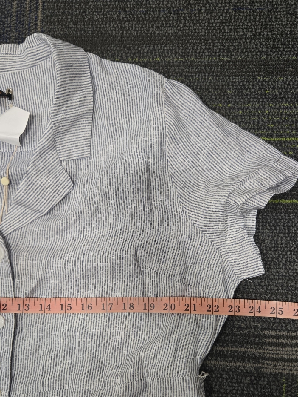 Quince-NWT-100% European Linen Button Front Dress in Blue Pin Stripe-Size XL - Picture 15 of 16